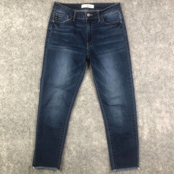 KanCan Skinny Jeans Women's Size 9/28 Dark Wash Frill Hem Stretch - Picture 1 of 11